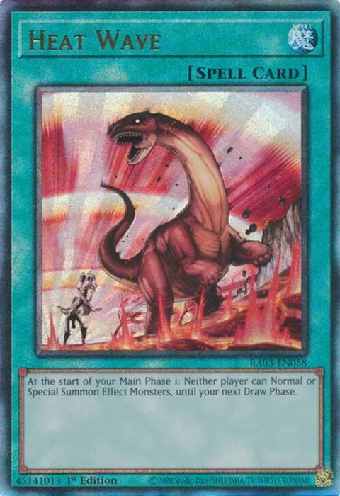 Heat Wave Prismatic Ultimate Rare RA03-EN058 Yu-Gi-Oh card from Quarter Century Bonanza