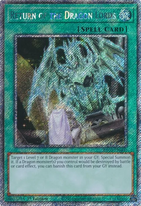 Return of the Dragon Lords Platinum Secret Rare RA03-EN060 Yu-Gi-Oh card from Quarter Century Bonanza