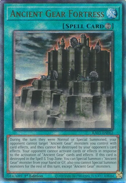 Ancient Gear Fortress Prismatic Ultimate Rare RA03-EN062 Yu-Gi-Oh card from Quarter Century Bonanza