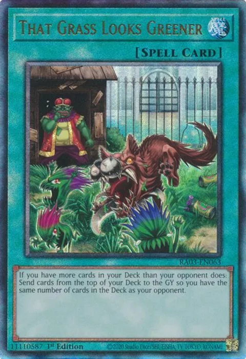 That Grass Looks Greener Prismatic Ultimate Rare RA03-EN063 Yu-Gi-Oh card from Quarter Century Bonanza