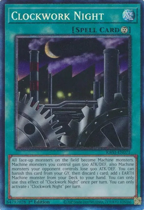 Clockwork Night Prismatic Collector's Rare RA03-EN071 Yu-Gi-Oh card from Quarter Century Bonanza