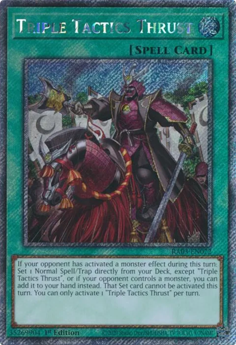 Triple Tactics Thrust Platinum Secret Rare RA03-EN072 Yu-Gi-Oh card from Quarter Century Bonanza