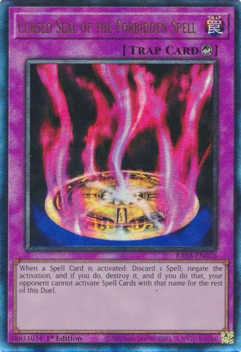 Cursed Seal of the Forbidden Spell Prismatic Ultimate Rare RA03-EN076 Yu-Gi-Oh card from Quarter Century Bonanza