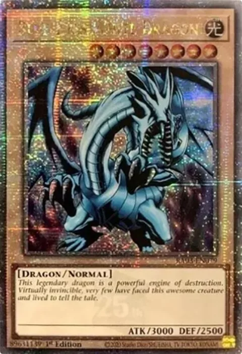 Blue-Eyes White Dragon Quarter Century Secret Rare RA03-EN079 Yu-Gi-Oh card from Quarter Century Bonanza