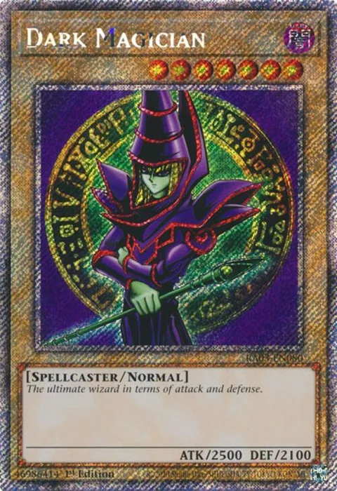Dark Magician Platinum Secret Rare RA03-EN080 Yu-Gi-Oh card from Quarter Century Bonanza