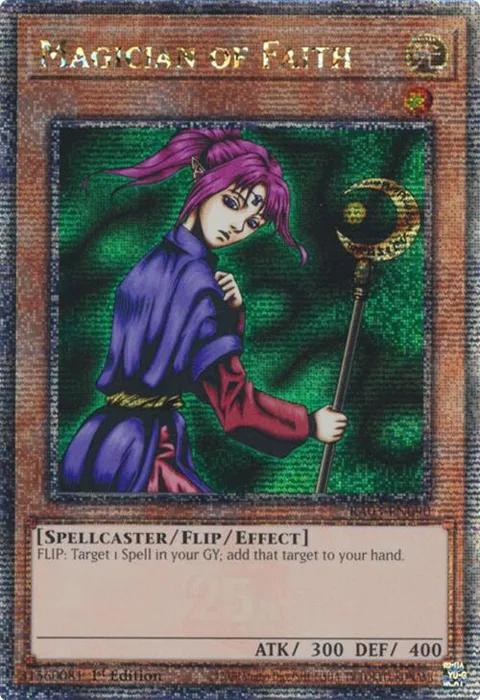Magician of Faith Quarter Century Secret Rare RA03-EN090 Yu-Gi-Oh card from Quarter Century Bonanza