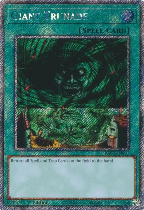 Giant Trunade Platinum Secret Rare RA03-EN097 Yu-Gi-Oh card from Quarter Century Bonanza