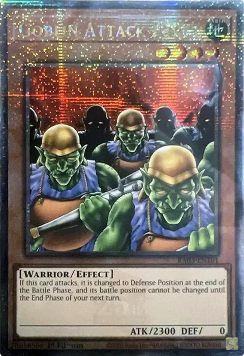 Goblin Attack Force Quarter Century Secret Rare RA03-EN101 Yu-Gi-Oh card from Quarter Century Bonanza