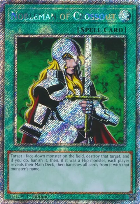 Nobleman of Crossout Platinum Secret Rare RA03-EN102 Yu-Gi-Oh card from Quarter Century Bonanza