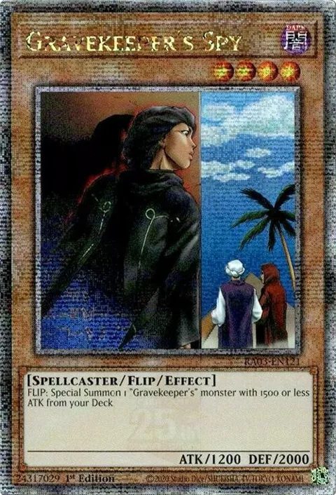 Gravekeeper's Spy Quarter Century Secret Rare RA03-EN121 Yu-Gi-Oh card from Quarter Century Bonanza