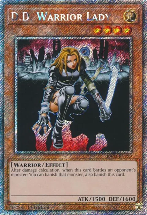 D.D. Warrior Lady Platinum Secret Rare RA03-EN129 Yu-Gi-Oh card from Quarter Century Bonanza