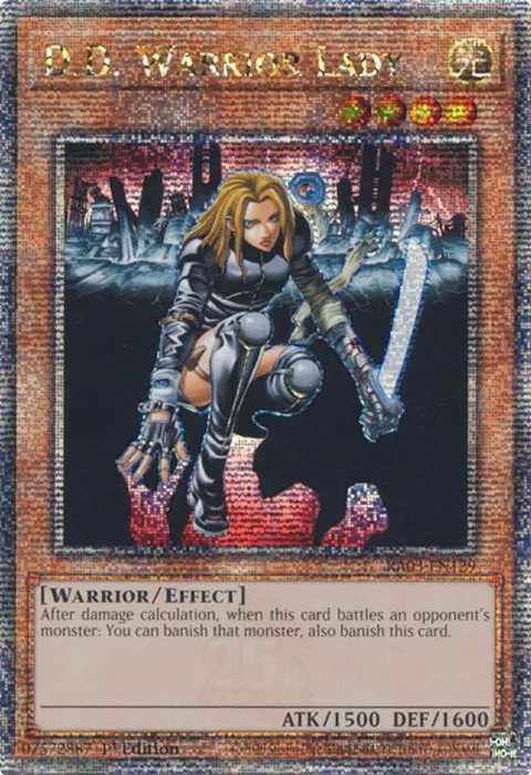D.D. Warrior Lady Quarter Century Secret Rare RA03-EN129 Yu-Gi-Oh card from Quarter Century Bonanza