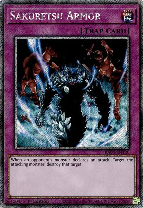 Sakuretsu Armor Platinum Secret Rare RA03-EN130 Yu-Gi-Oh card from Quarter Century Bonanza