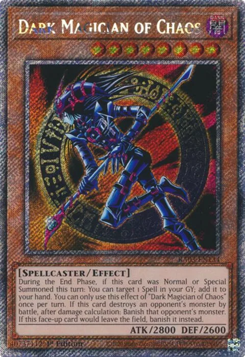 Dark Magician of Chaos Platinum Secret Rare RA03-EN134 Yu-Gi-Oh card from Quarter Century Bonanza