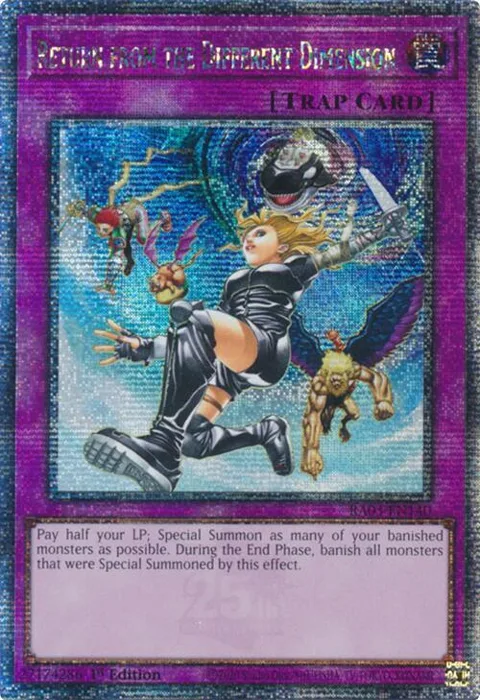 Return from the Different Dimension Quarter Century Secret Rare RA03-EN140 Yu-Gi-Oh card from Quarter Century Bonanza
