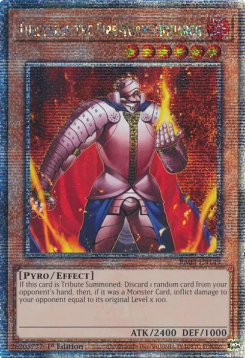 Thestalos the Firestorm Monarch Quarter Century Secret Rare RA03-EN143 Yu-Gi-Oh card from Quarter Century Bonanza