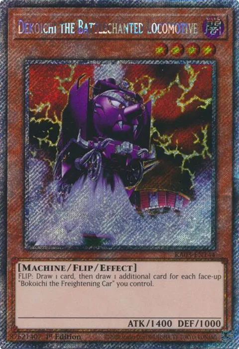 Dekoichi the Battlechanted Locomotive Platinum Secret Rare RA03-EN144 Yu-Gi-Oh card from Quarter Century Bonanza