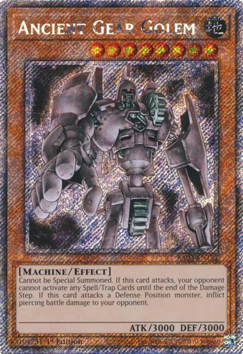 Ancient Gear Golem Platinum Secret Rare RA03-EN151 Yu-Gi-Oh card from Quarter Century Bonanza