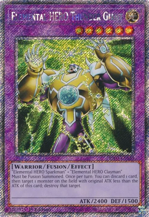 Elemental HERO Thunder Giant Platinum Secret Rare RA03-EN153 Yu-Gi-Oh card from Quarter Century Bonanza
