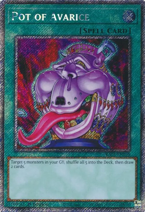 Pot of Avarice Platinum Secret Rare RA03-EN160 Yu-Gi-Oh card from Quarter Century Bonanza
