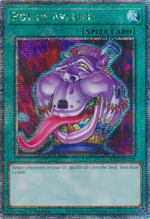 Pot of Avarice Quarter Century Secret Rare RA03-EN160 Yu-Gi-Oh card from Quarter Century Bonanza