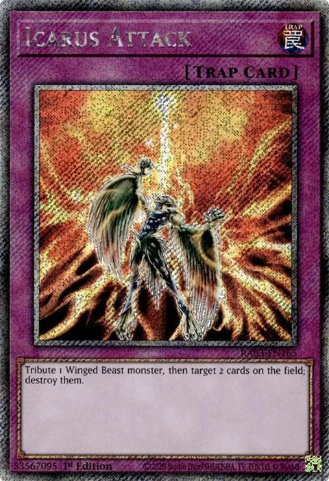 Icarus Attack Platinum Secret Rare RA03-EN165 Yu-Gi-Oh card from Quarter Century Bonanza