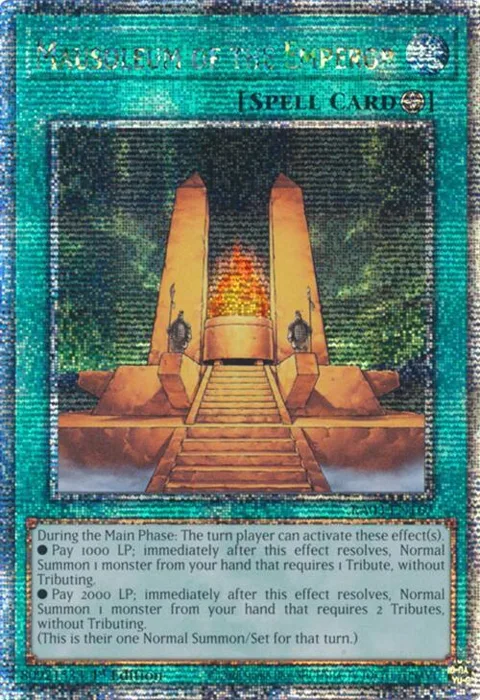 Mausoleum of the Emperor Quarter Century Secret Rare RA03-EN167 Yu-Gi-Oh card from Quarter Century Bonanza