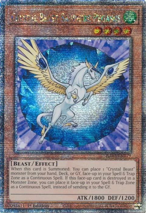 Crystal Beast Sapphire Pegasus Quarter Century Secret Rare RA03-EN179 Yu-Gi-Oh card from Quarter Century Bonanza