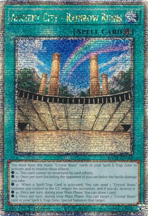 Ancient City - Rainbow Ruins Quarter Century Secret Rare RA03-EN181 Yu-Gi-Oh card from Quarter Century Bonanza