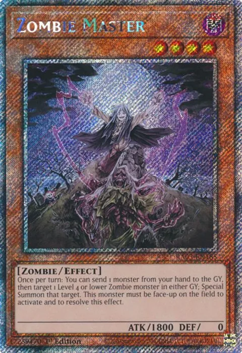 Zombie Master Platinum Secret Rare RA03-EN185 Yu-Gi-Oh card from Quarter Century Bonanza