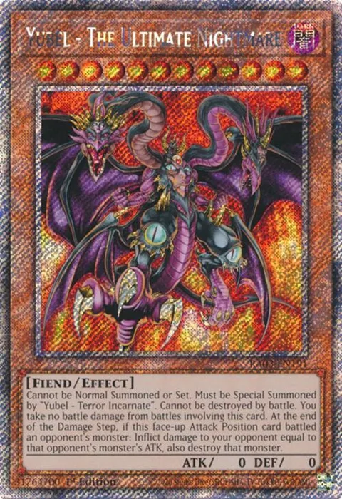 Yubel - The Ultimate Nightmare Platinum Secret Rare RA03-EN191 Yu-Gi-Oh card from Quarter Century Bonanza
