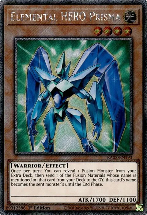 Elemental HERO Prisma Platinum Secret Rare RA03-EN193 Yu-Gi-Oh card from Quarter Century Bonanza