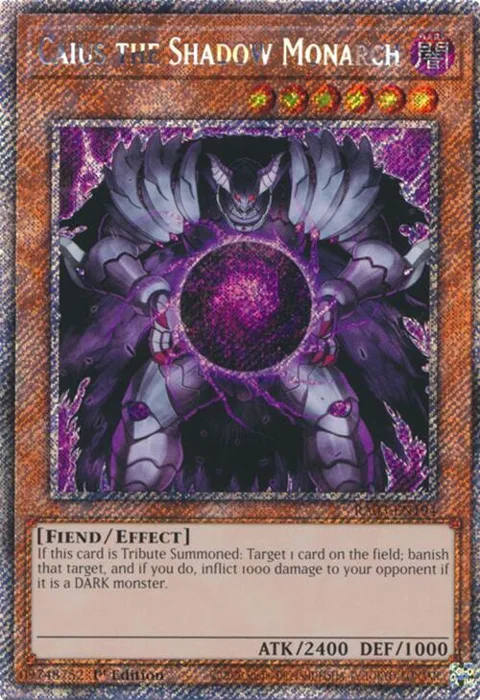 Caius the Shadow Monarch Platinum Secret Rare RA03-EN194 Yu-Gi-Oh card from Quarter Century Bonanza