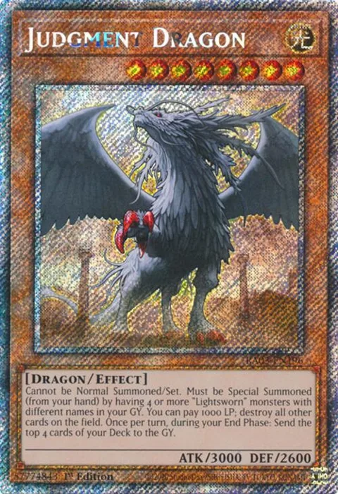 Judgment Dragon Platinum Secret Rare RA03-EN196 Yu-Gi-Oh card from Quarter Century Bonanza