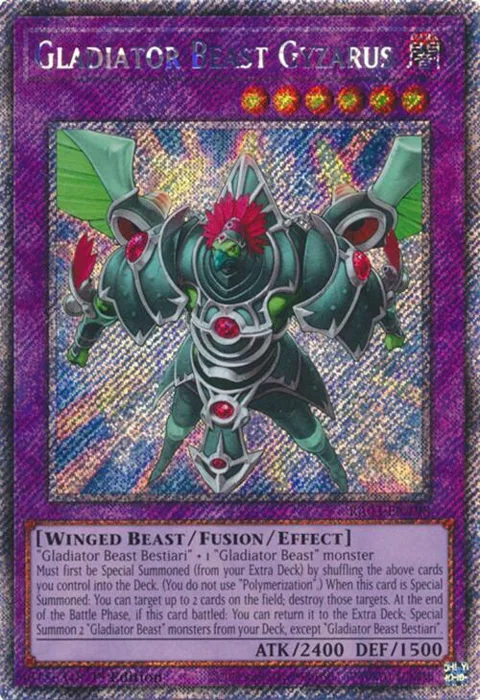 Gladiator Beast Gyzarus Platinum Secret Rare RA03-EN198 Yu-Gi-Oh card from Quarter Century Bonanza