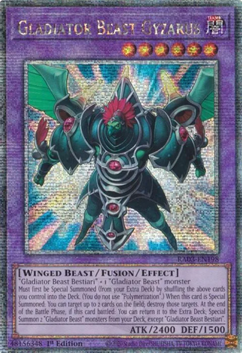 Gladiator Beast Gyzarus Quarter Century Secret Rare RA03-EN198 Yu-Gi-Oh card from Quarter Century Bonanza