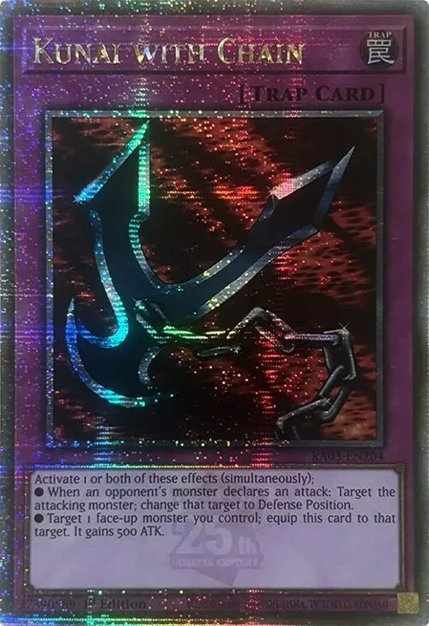 Kunai with Chain Quarter Century Secret Rare RA03-EN204 Yu-Gi-Oh card from Quarter Century Bonanza