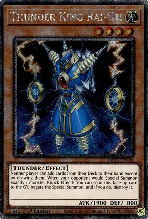 Thunder King Rai-Oh Platinum Secret Rare RA03-EN206 Yu-Gi-Oh card from Quarter Century Bonanza