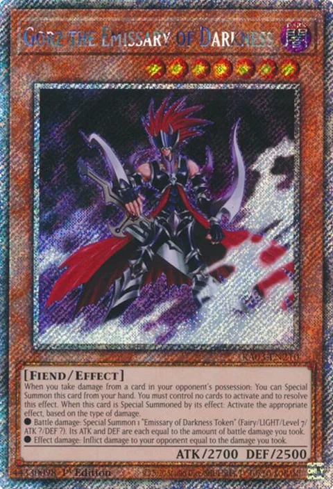 Gorz the Emissary of Darkness Platinum Secret Rare RA03-EN210 Yu-Gi-Oh card from Quarter Century Bonanza