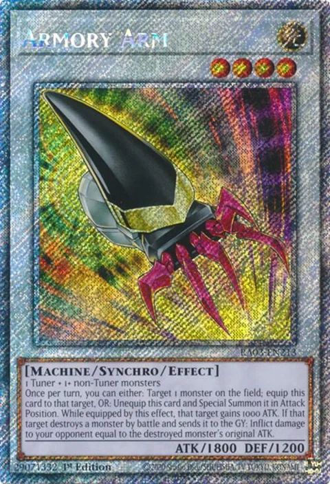 Armory Arm Platinum Secret Rare RA03-EN213 Yu-Gi-Oh card from Quarter Century Bonanza