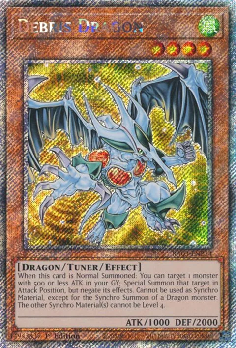 Debris Dragon Platinum Secret Rare RA03-EN214 Yu-Gi-Oh card from Quarter Century Bonanza