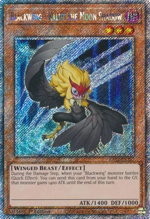 Blackwing - Kalut the Moon Shadow Platinum Secret Rare RA03-EN217 Yu-Gi-Oh card from Quarter Century Bonanza