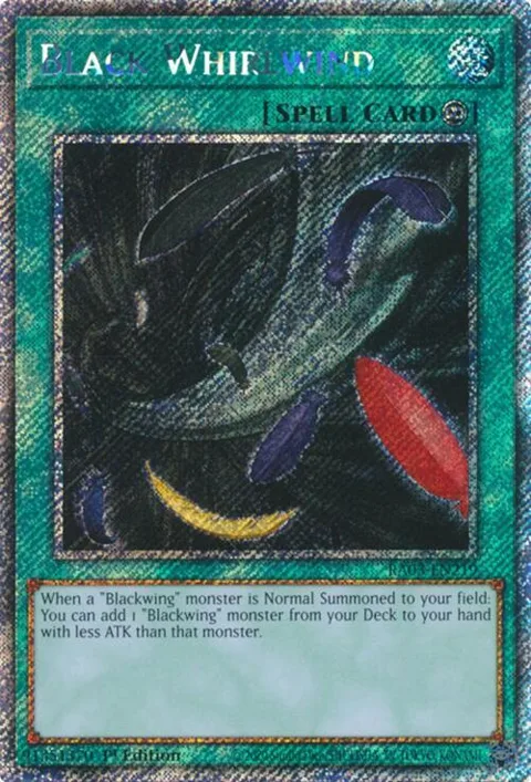 Black Whirlwind Platinum Secret Rare RA03-EN219 Yu-Gi-Oh card from Quarter Century Bonanza