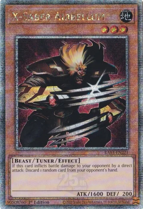 X-Saber Airbellum Quarter Century Secret Rare RA03-EN221 Yu-Gi-Oh card from Quarter Century Bonanza
