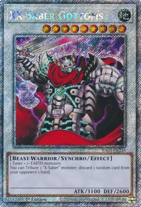 XX-Saber Gottoms Platinum Secret Rare RA03-EN226 Yu-Gi-Oh card from Quarter Century Bonanza