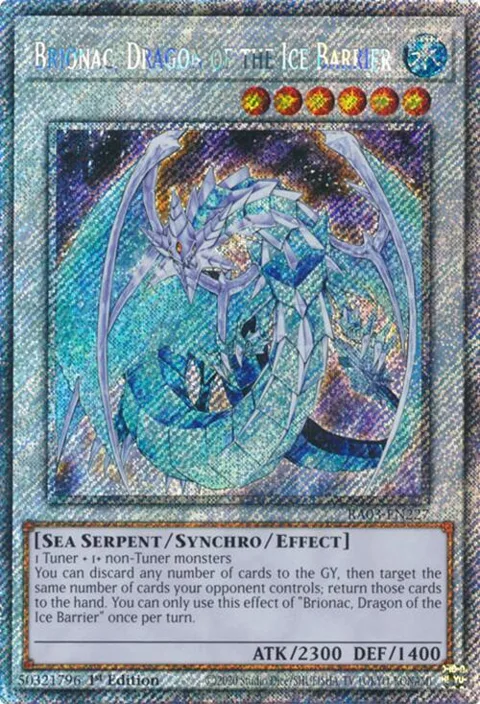 Brionac, Dragon of the Ice Barrier Platinum Secret Rare RA03-EN227 Yu-Gi-Oh card from Quarter Century Bonanza