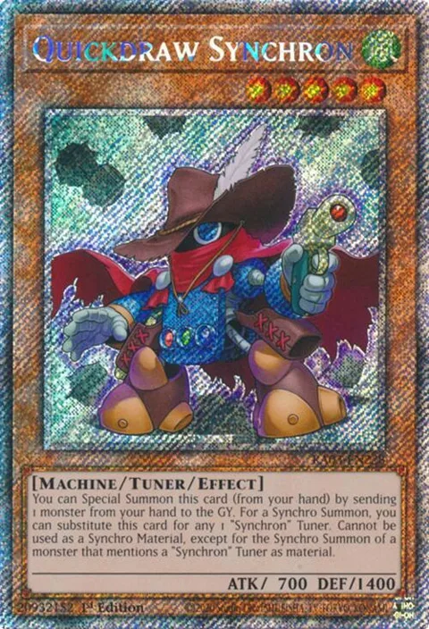 Quickdraw Synchron Platinum Secret Rare RA03-EN228 Yu-Gi-Oh card from Quarter Century Bonanza