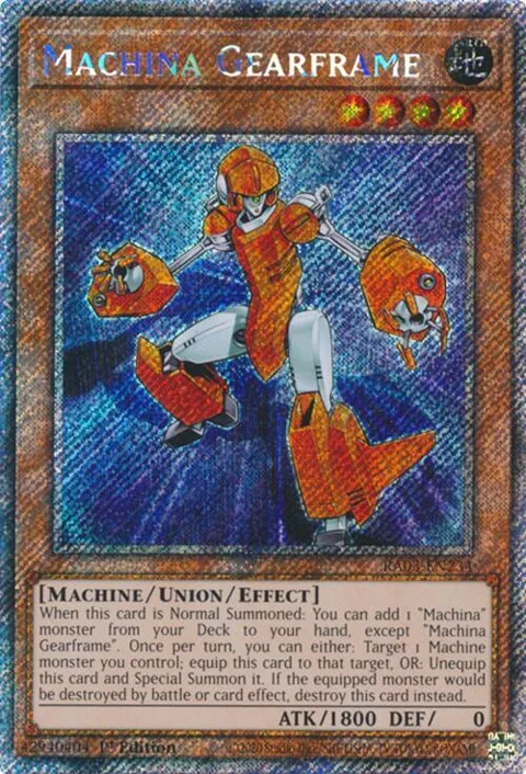 Machina Gearframe Platinum Secret Rare RA03-EN234 Yu-Gi-Oh card from Quarter Century Bonanza