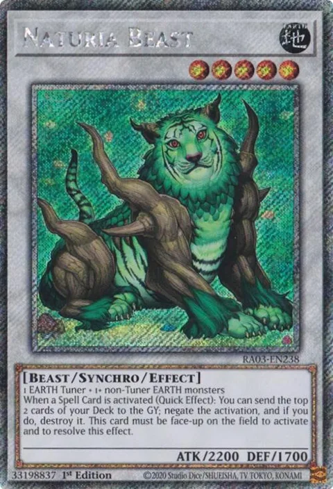 Naturia Beast Platinum Secret Rare RA03-EN238 Yu-Gi-Oh card from Quarter Century Bonanza