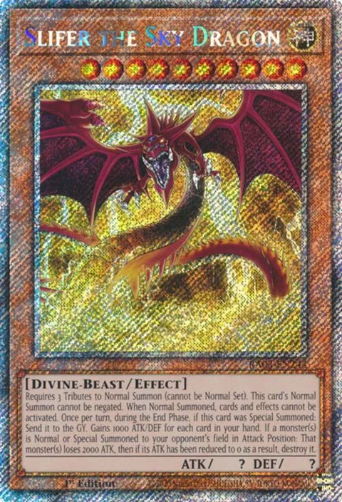 Slifer the Sky Dragon Platinum Secret Rare RA03-EN244 Yu-Gi-Oh card from Quarter Century Bonanza